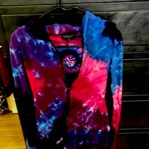 Tie dye zip up hoodie jacket